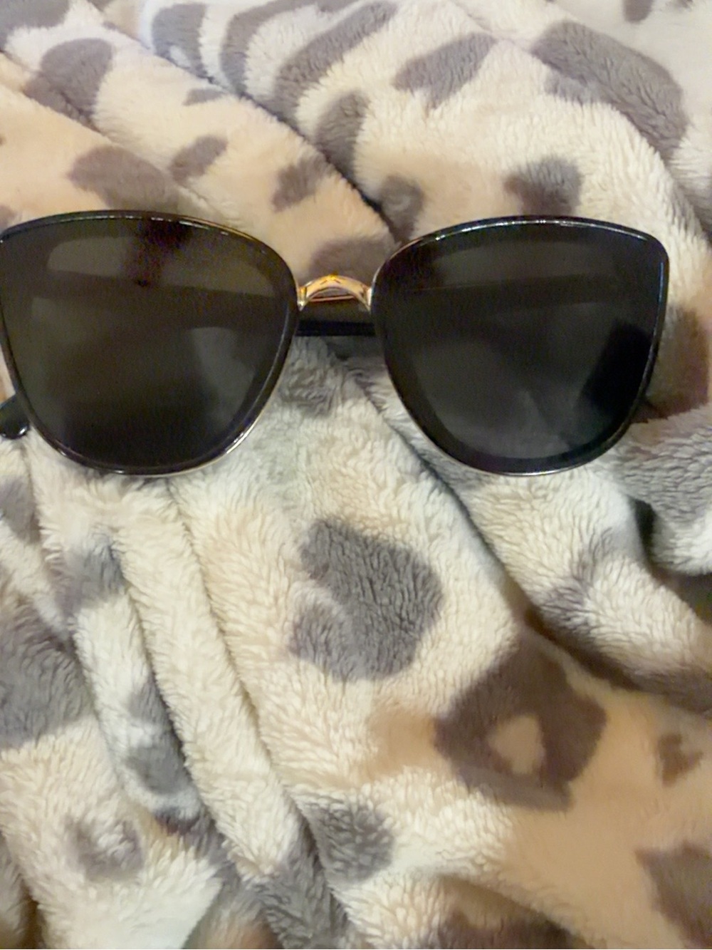 Black Gold Oversized Square Cat Eye Sunglasses Gradient Lenses